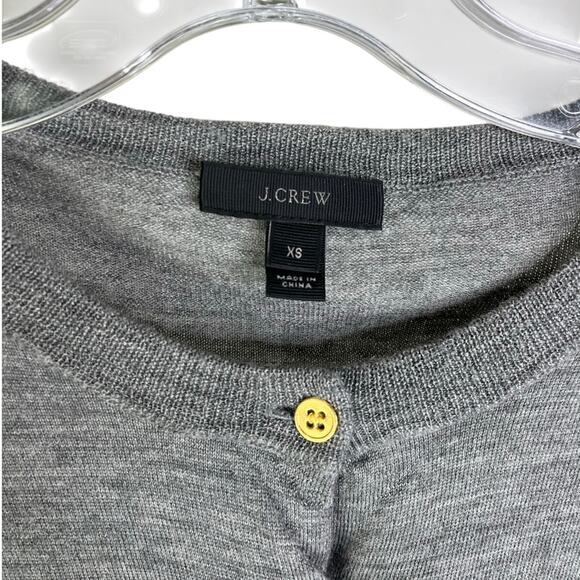 J. Crew Cardigan Jackie merino wool Womens XS Heather Gray Gold Buttons Classic - Picture 2 of 10
